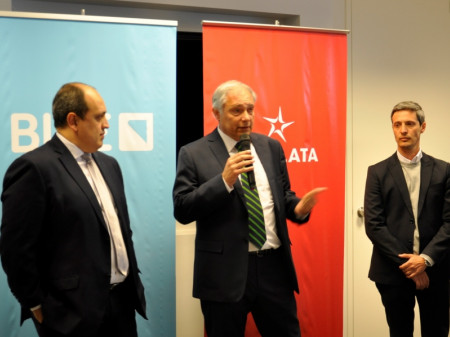 Pablo Garcia, vicepresidente ejecutivo del BICE, Juan Notaro, presidente ejecutivo de FONPLATA, y Martín Soto, director de FONPLATA por Argentina.